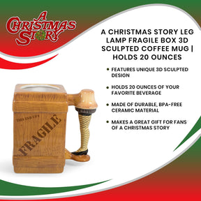 A Christmas Story Leg Lamp Fragile Box 3D Sculpted Coffee Mug | Holds 20 Ounces