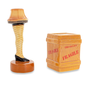A Christmas Story Leg Lamp and Crate Ceramic Salt and Pepper Shakers | Set of 2