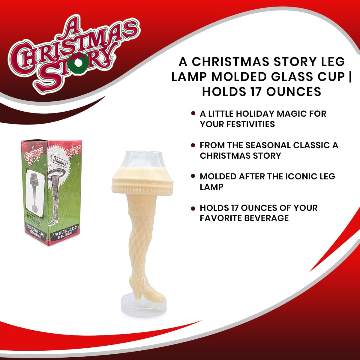 A Christmas Story Leg Lamp Molded Glass Cup | Holds 17 Ounces