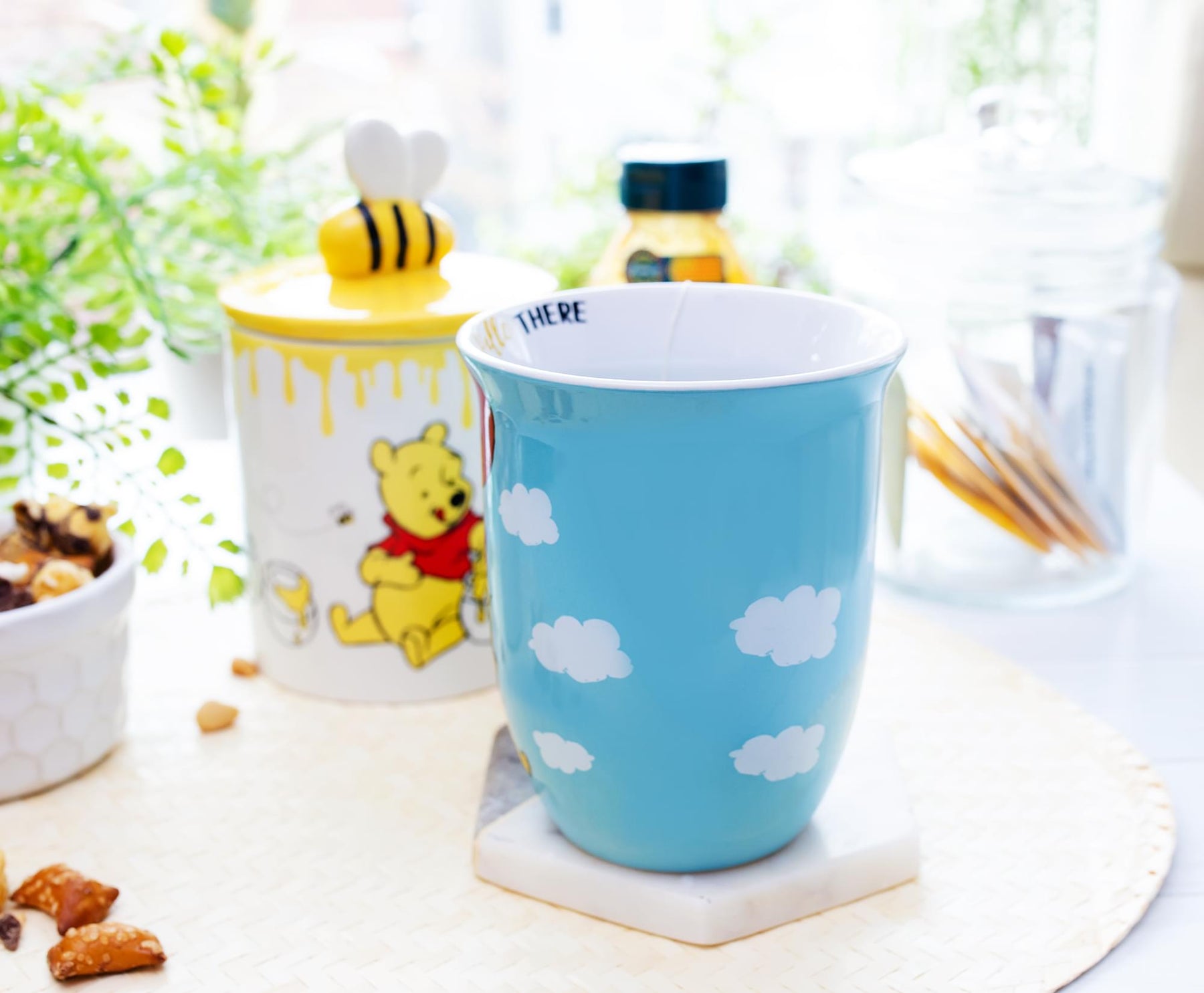 Disney Winnie The Pooh Balloon Float Wide Rim Ceramic Mug | Holds 16 Ounces