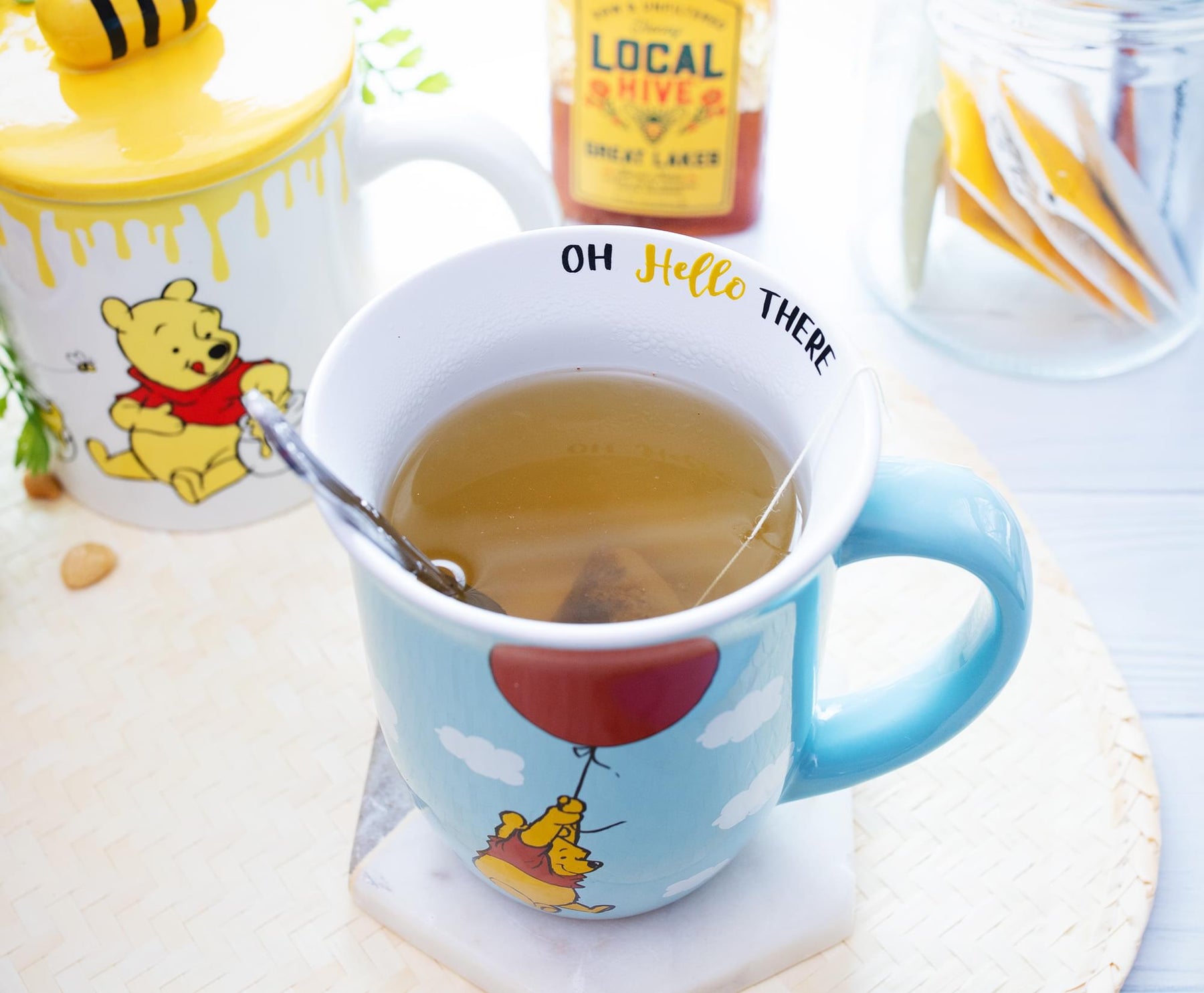 Disney Winnie The Pooh Balloon Float Wide Rim Ceramic Mug | Holds 16 Ounces