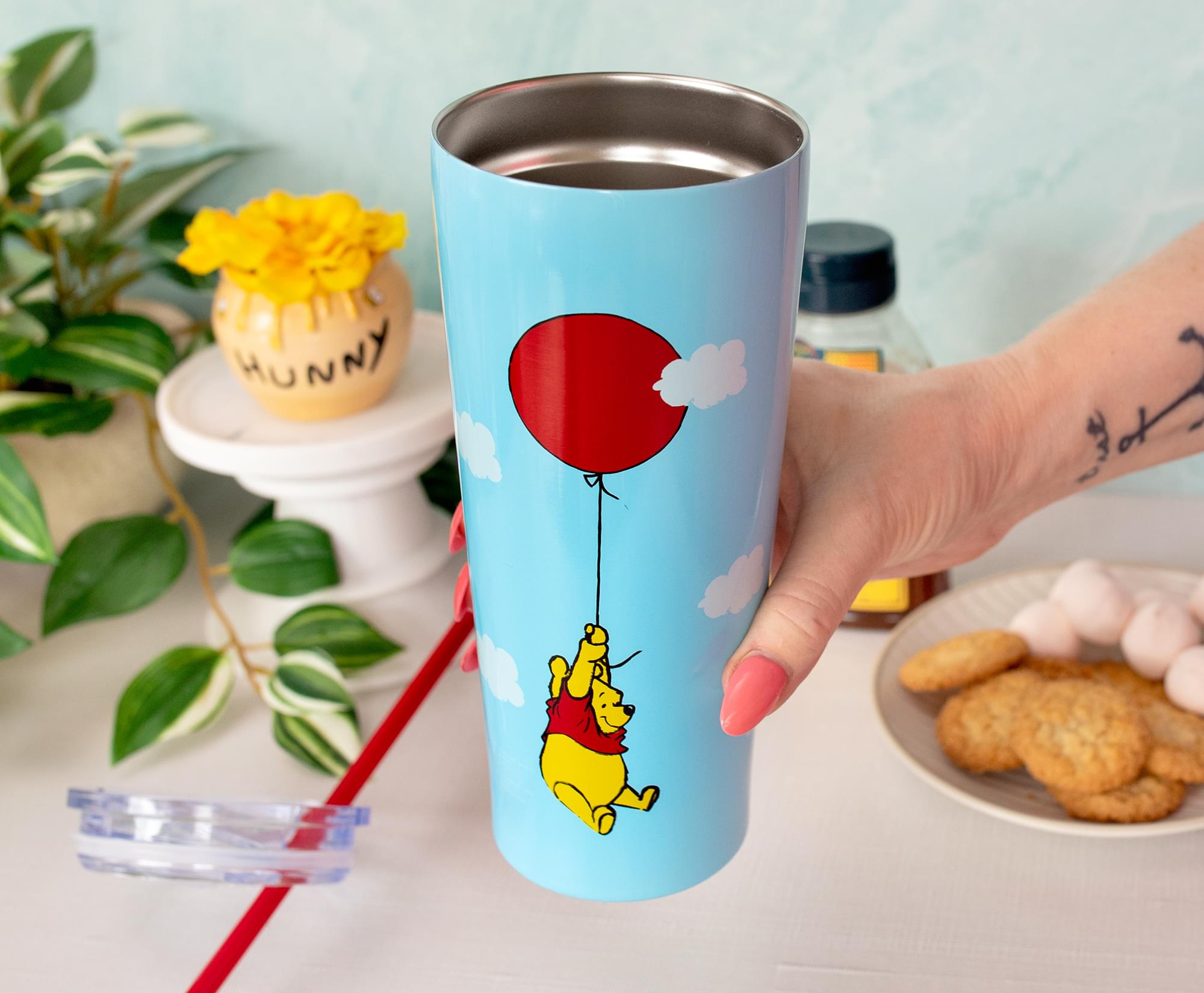 Winnie the Pooh Balloon Stainless Steel Tumbler With Straw | Holds 22 Ounces