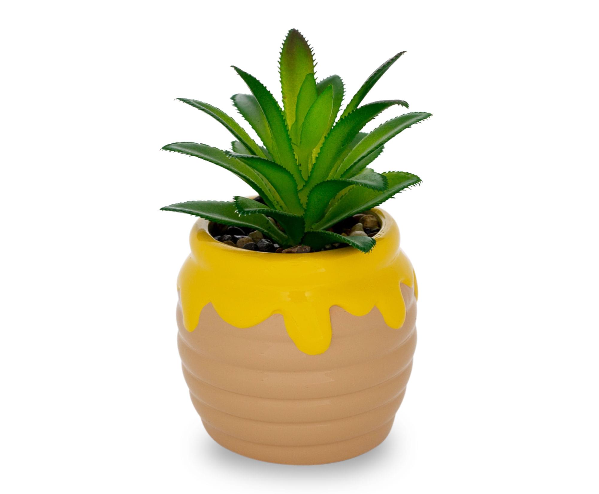 Disney Winnie The Pooh Hunny Pot Ceramic Mini Planter with Artificial Succulent