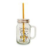 Winnie the Pooh Sweet as Can Bee 21 Ounce Glass Mason Jar With Lid and Straw