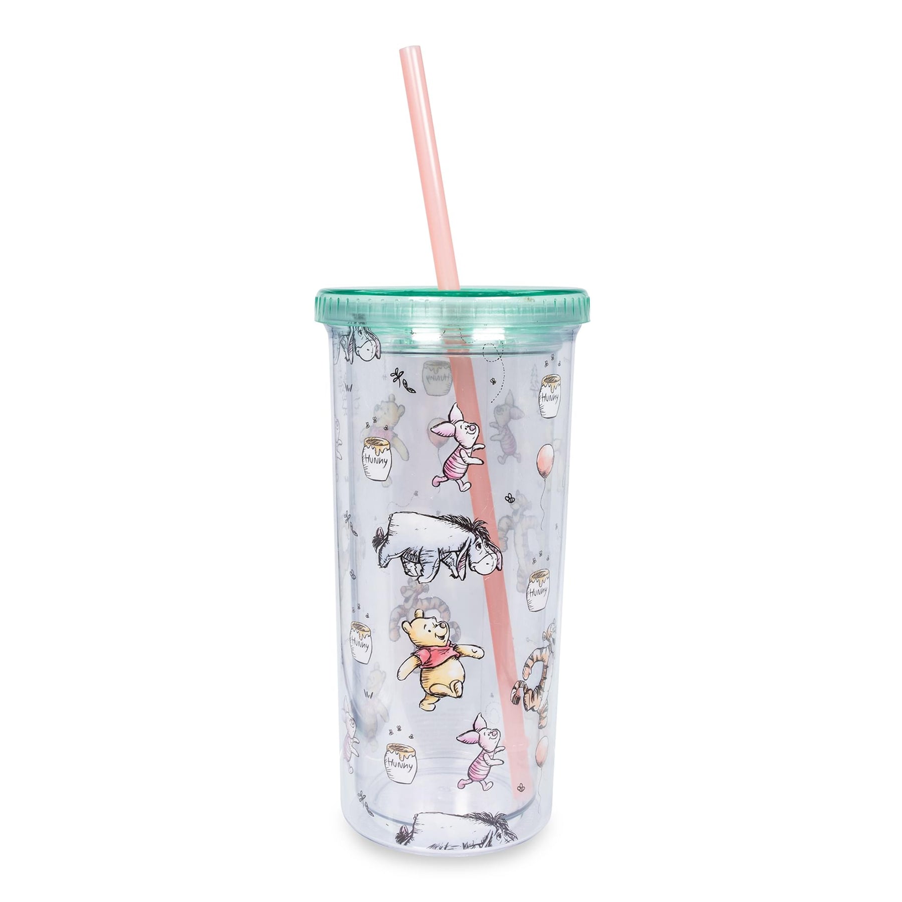 Disney Winnie the Pooh Character Toss Acrylic Carnival Cup with Lid and Straw