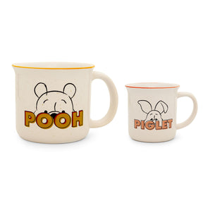 Disney Winnie the Pooh and Piglet Ceramic Camper Mugs | Set of 2