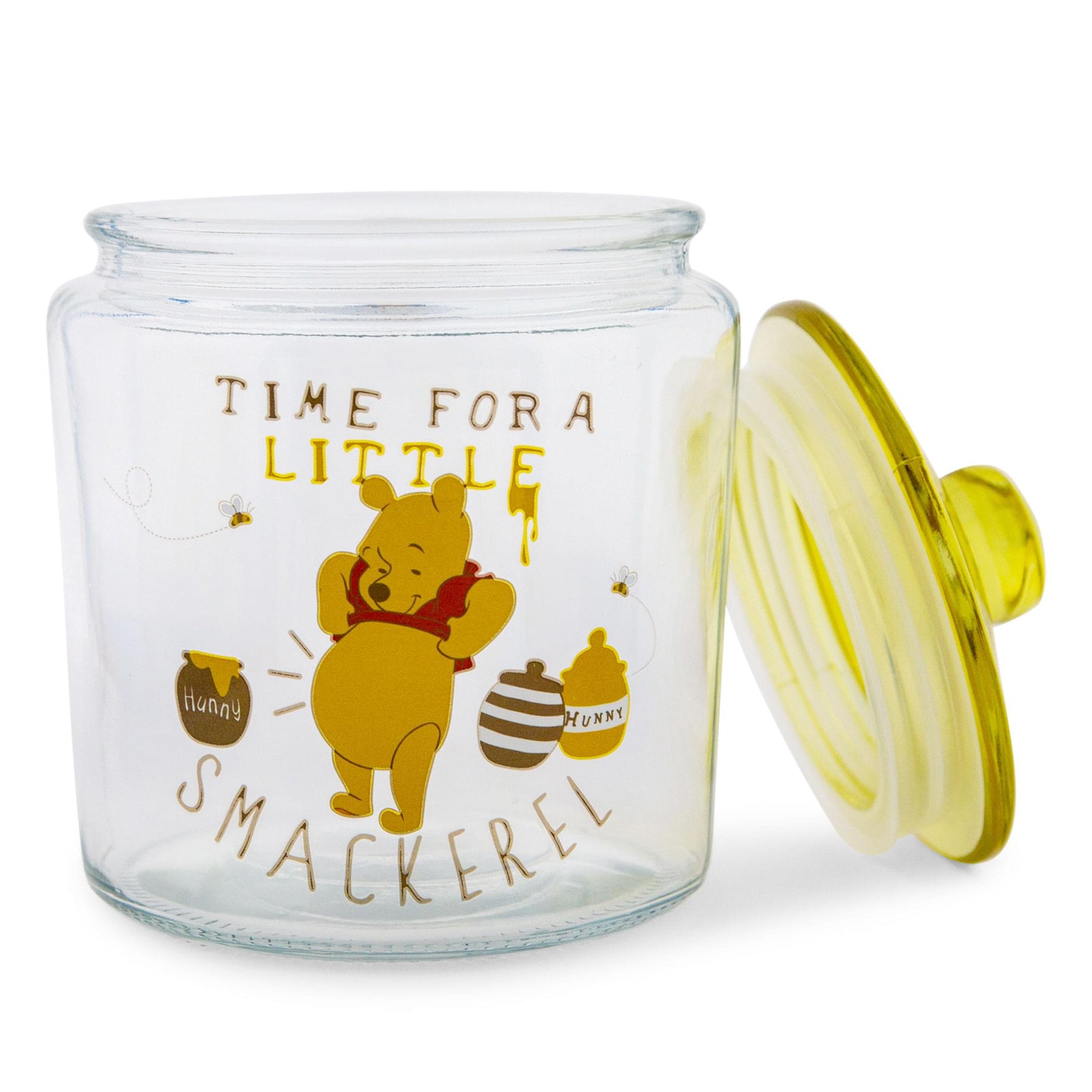 Disney Winnie the Pooh Glass Snack Jar Container With Lid | 6 Inches Tall