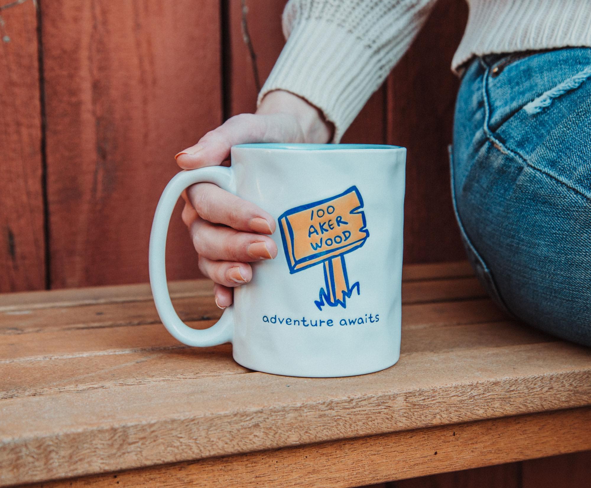 Disney Winnie the Pooh "Adventure Awaits" Pottery Ceramic Mug | Holds 16 Ounces