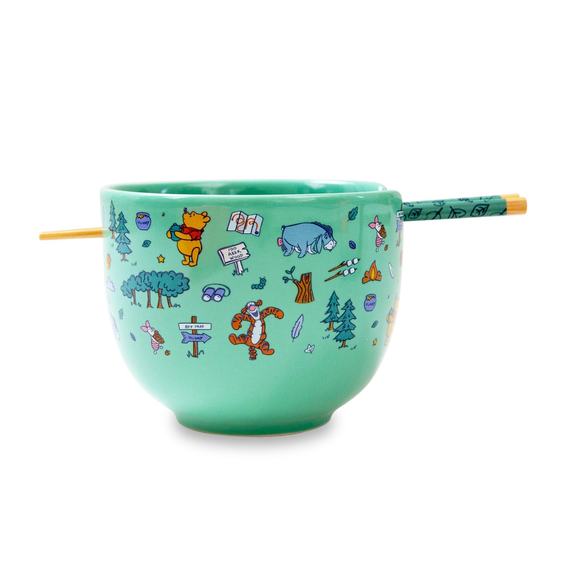 Disney Winnie the Pooh Allover Icons 20-Ounce Ramen Bowl and Chopstick Set