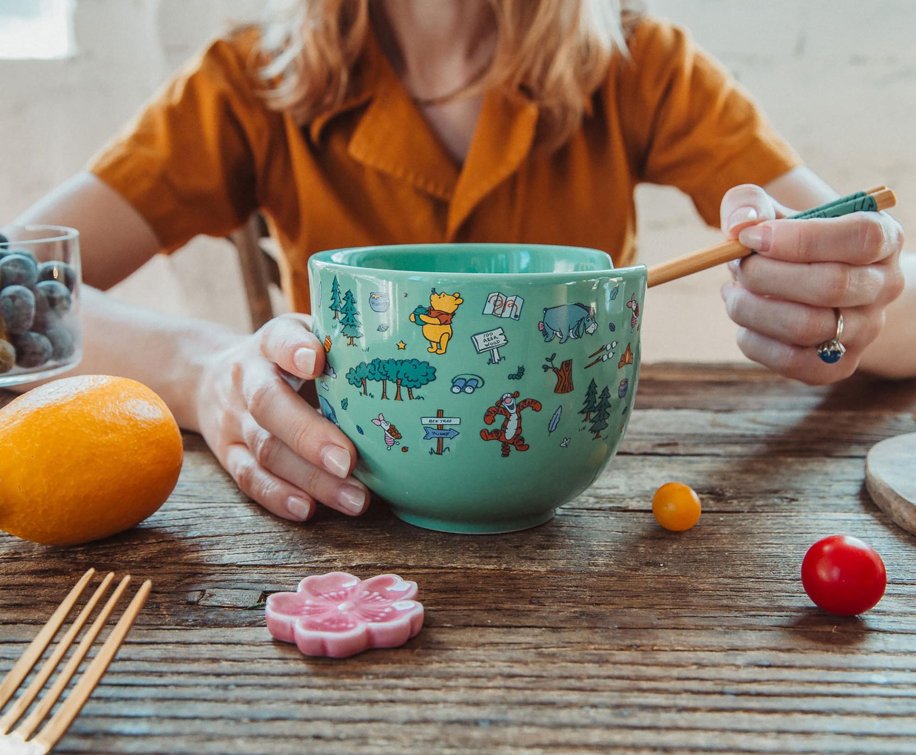 Disney Winnie the Pooh Allover Icons 20-Ounce Ramen Bowl and Chopstick Set