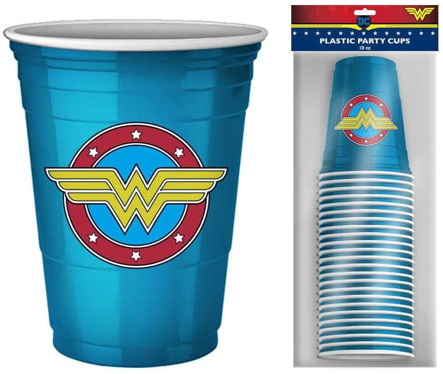 DC Comics Wonder Woman Logo 18-Ounce Disposable Plastic Mini Cups | Set of 20