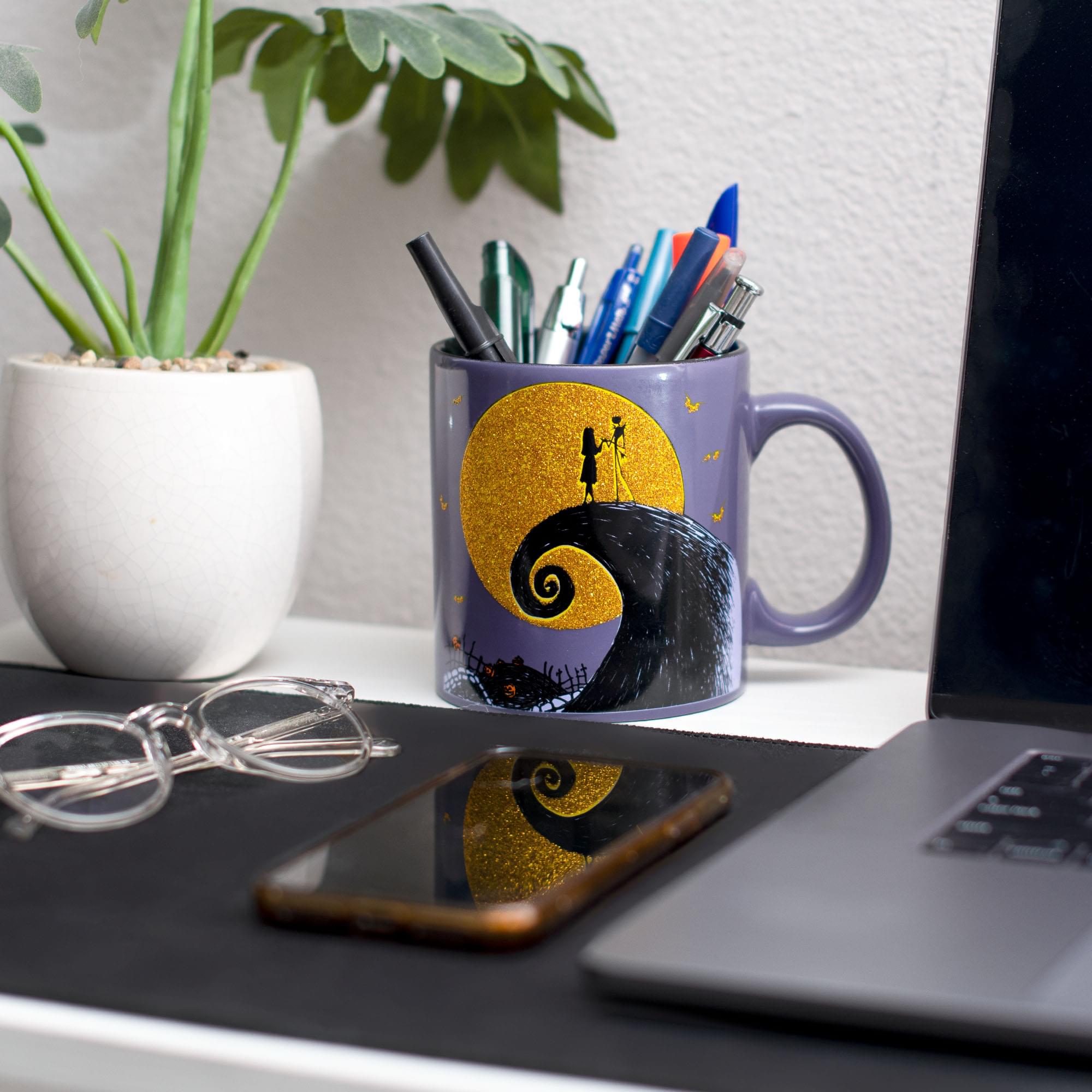 Disney The Nightmare Before Christmas Ceramic Glitter Mug | Holds 20 Ounces