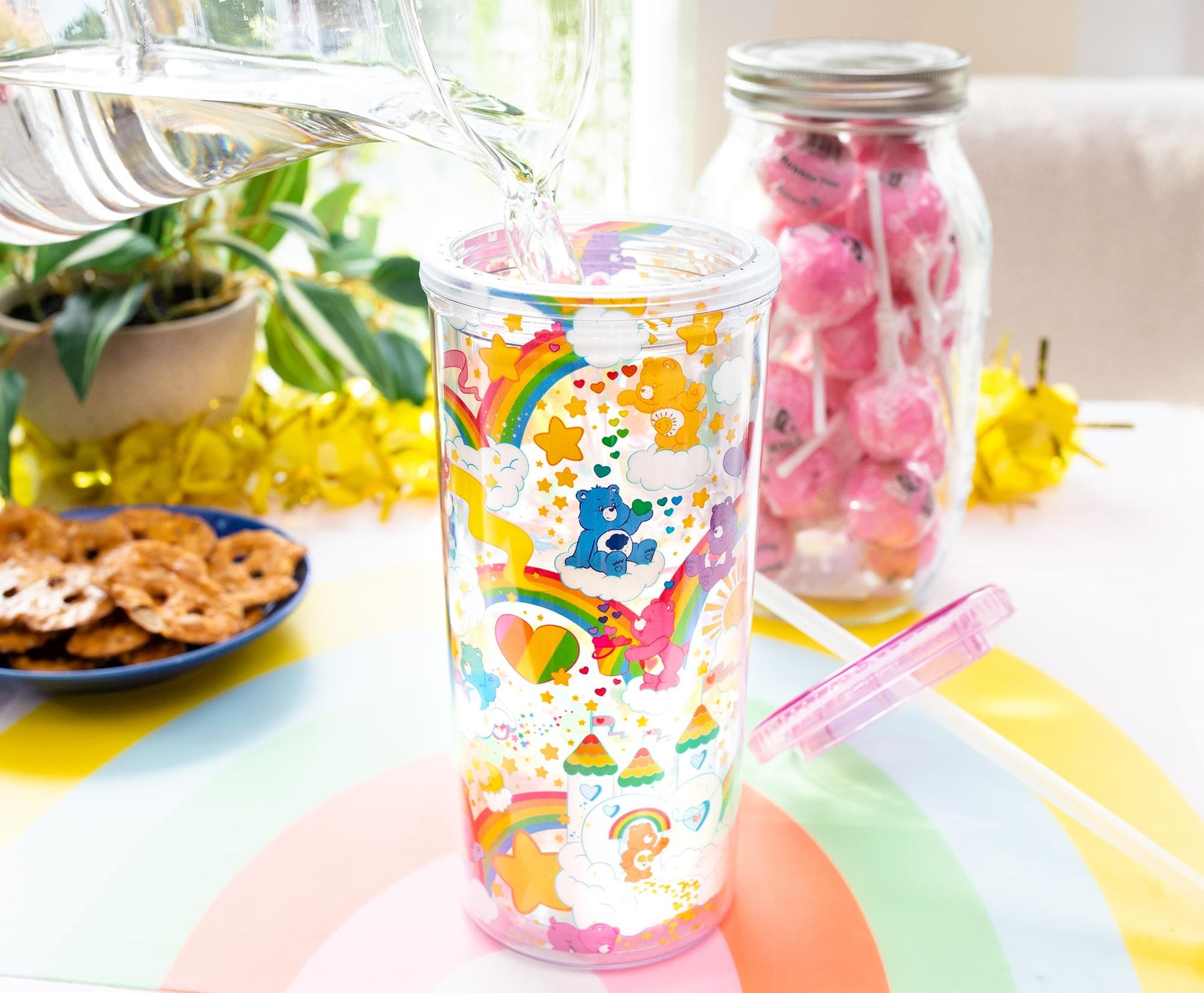 Handmade Care Bear Trio Tumbler With Lid and Straw 