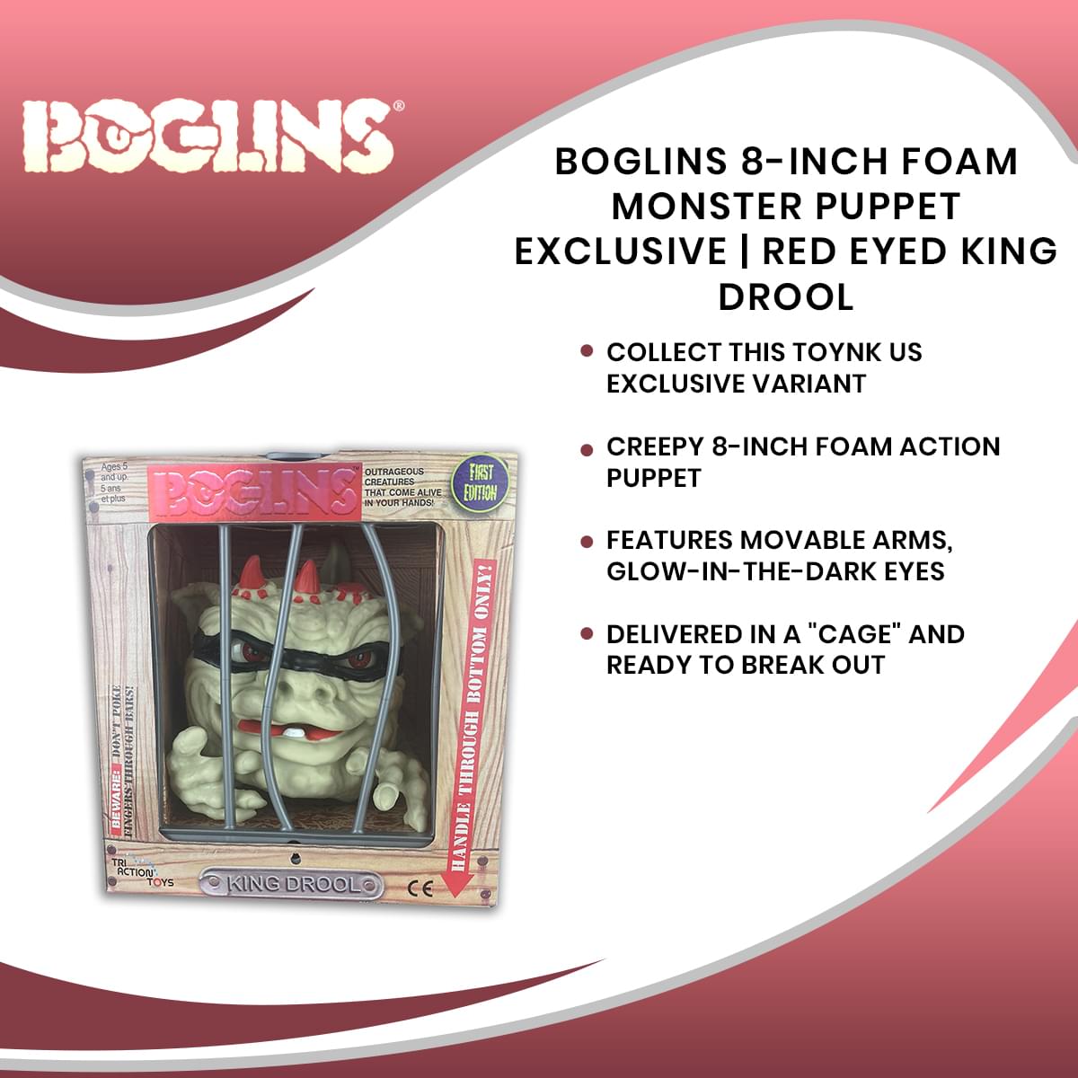 Boglins 8-Inch Foam Monster Puppet Exclusive | Red Eyed King Drool
