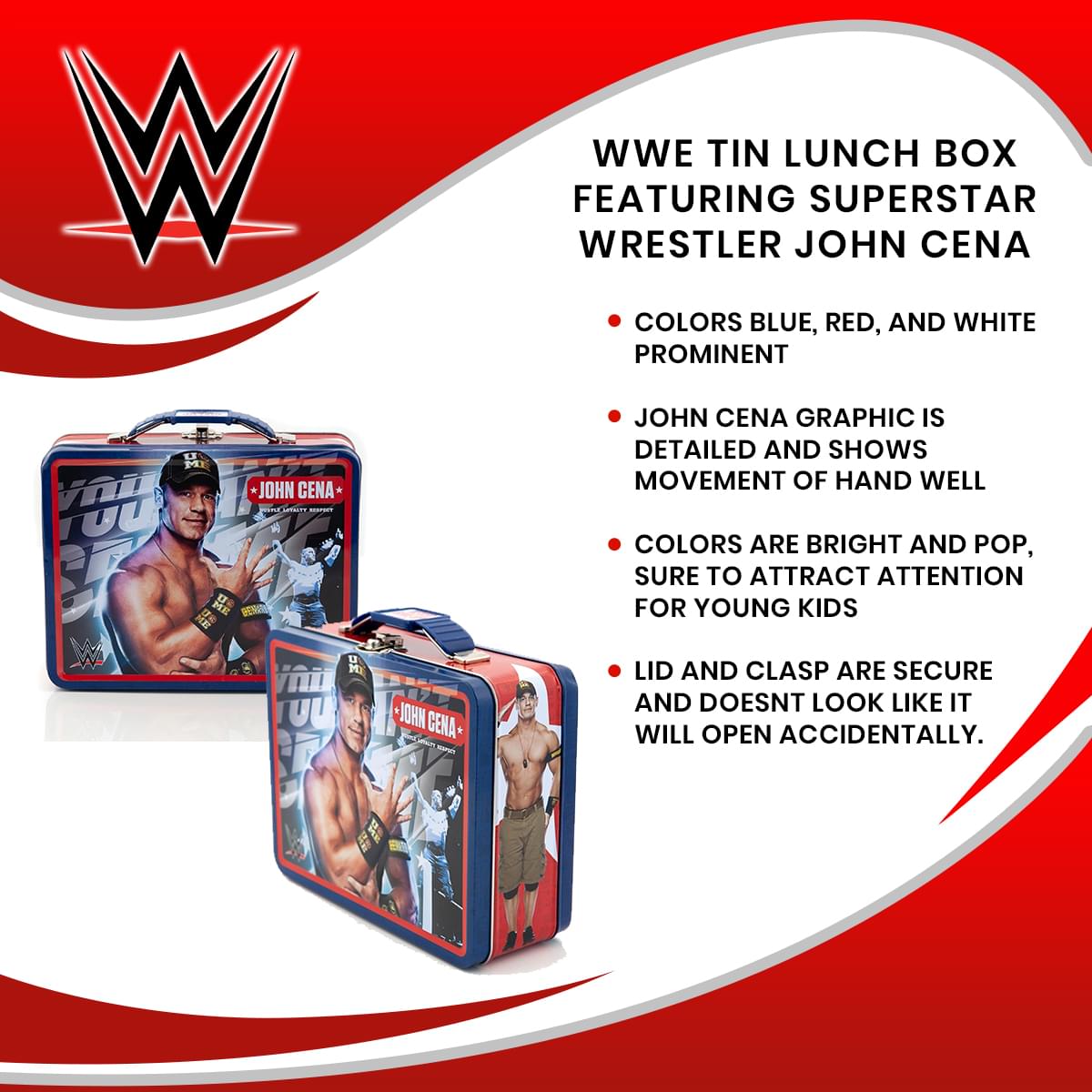 WWE Tin Lunch Box Featuring Superstar Wrestler John Cena