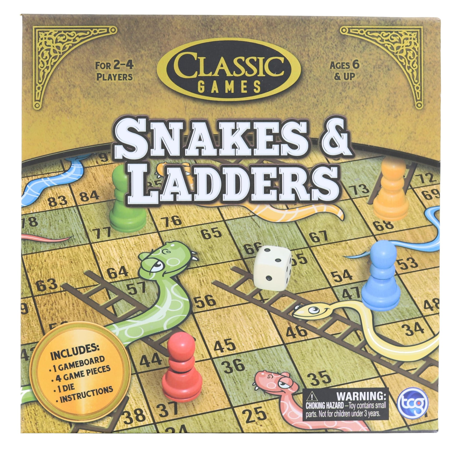Classic Games Wood Snakes & Ladders Set