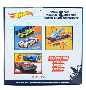 Hot Wheels Jigsaw Puzzle 3 Pack |  24, 48, & 100 Pieces