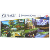 Set of 2 Keepsakes 500 Piece Jigsaw Puzzles | Mountain Cabins