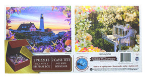 Set of 2 Keepsakes 1000 Piece Jigsaw Puzzles | Garden/ Lighthouse