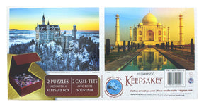 Set of 2 Keepsakes 1000 Piece Jigsaw Puzzles | Neuschwanstein Castle / Taj Mahal