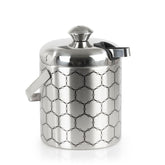 Stainless Steel Ice Bucket With Ice Molecule Pattern | Includes Set Of Ice Tongs