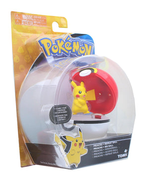 Pokemon Clip and Carry Poke Ball | 2 Inch Pikachu and Repeater Ball