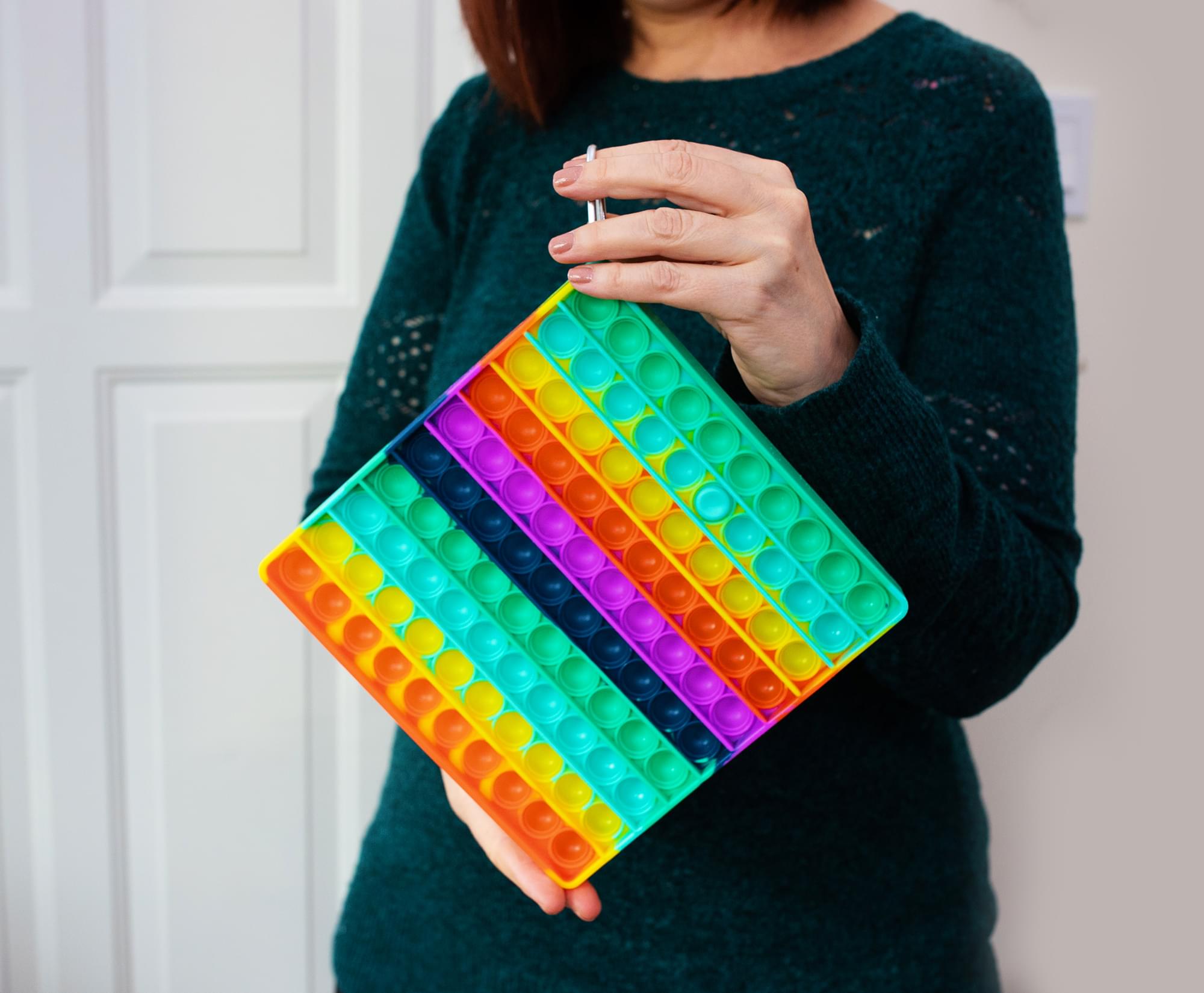 Rainbow Square 100-Button Silicone Pop Fidget Toy