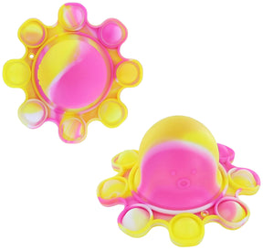 Pop Fidget Toy Yellow & Pink Octopus 8-Button Silicone Bubble Popping Game