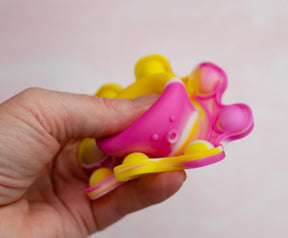 Pop Fidget Toy Yellow & Pink Octopus 8-Button Silicone Bubble Popping Game