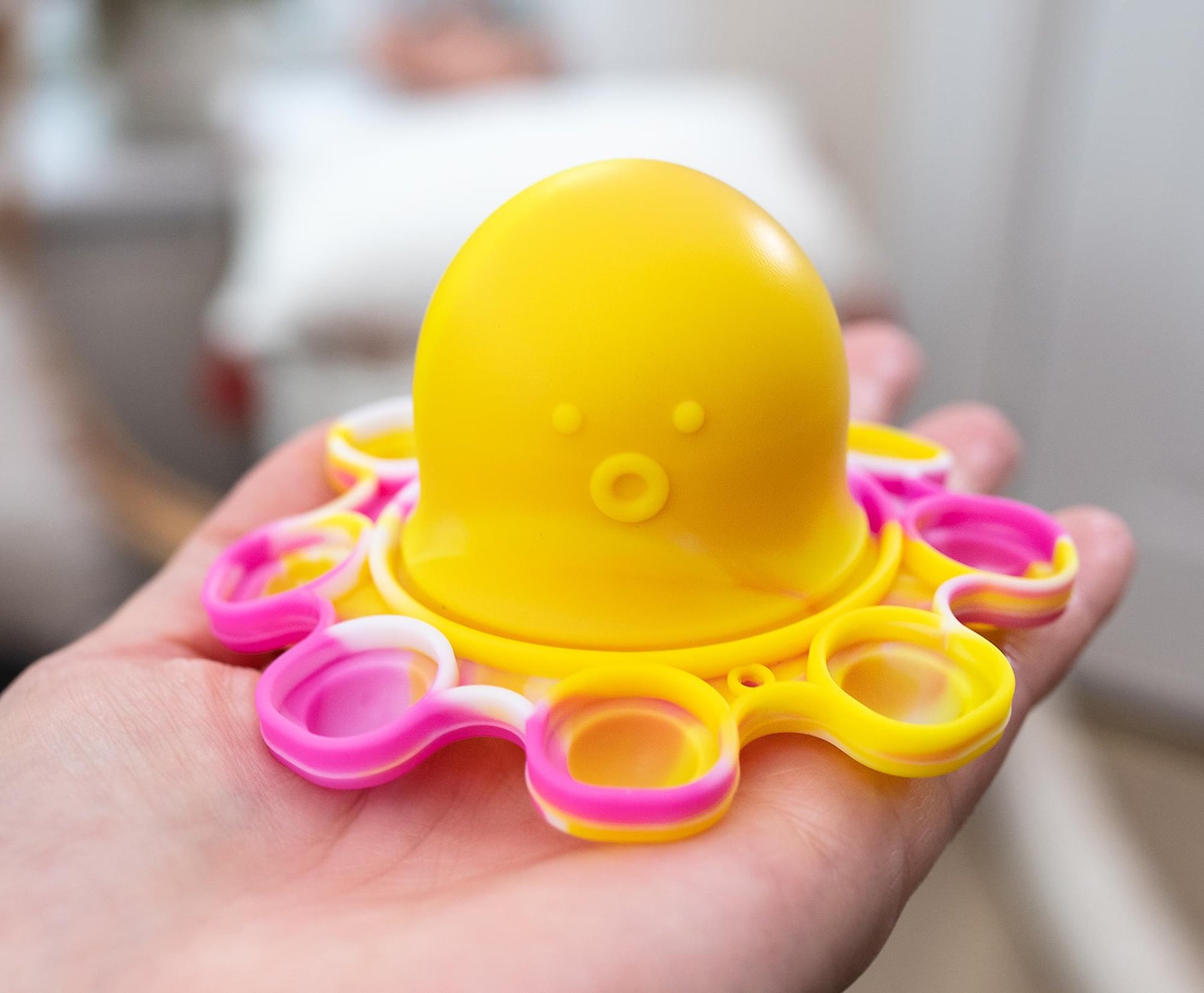Pop Fidget Toy Yellow & Pink Octopus 8-Button Silicone Bubble Popping Game