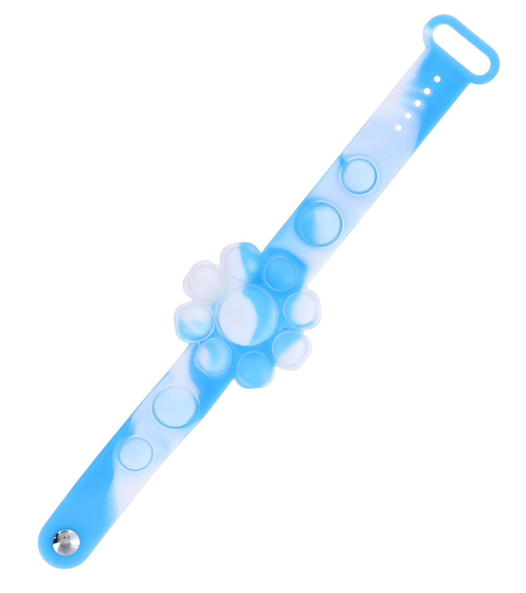 Pop Fidget Toy 13-Button Blue and White Flower Bracelet Accessory