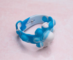 Pop Fidget Toy 13-Button Blue and White Flower Bracelet Accessory