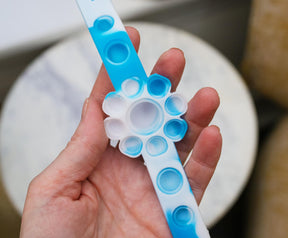 Pop Fidget Toy 13-Button Blue and White Flower Bracelet Accessory
