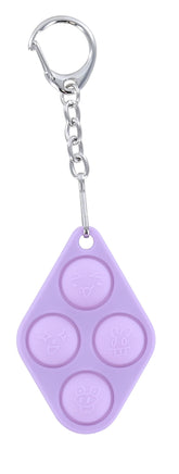 Pop Fidget Toy Purple 4-Button Silicone Keychain Accessory