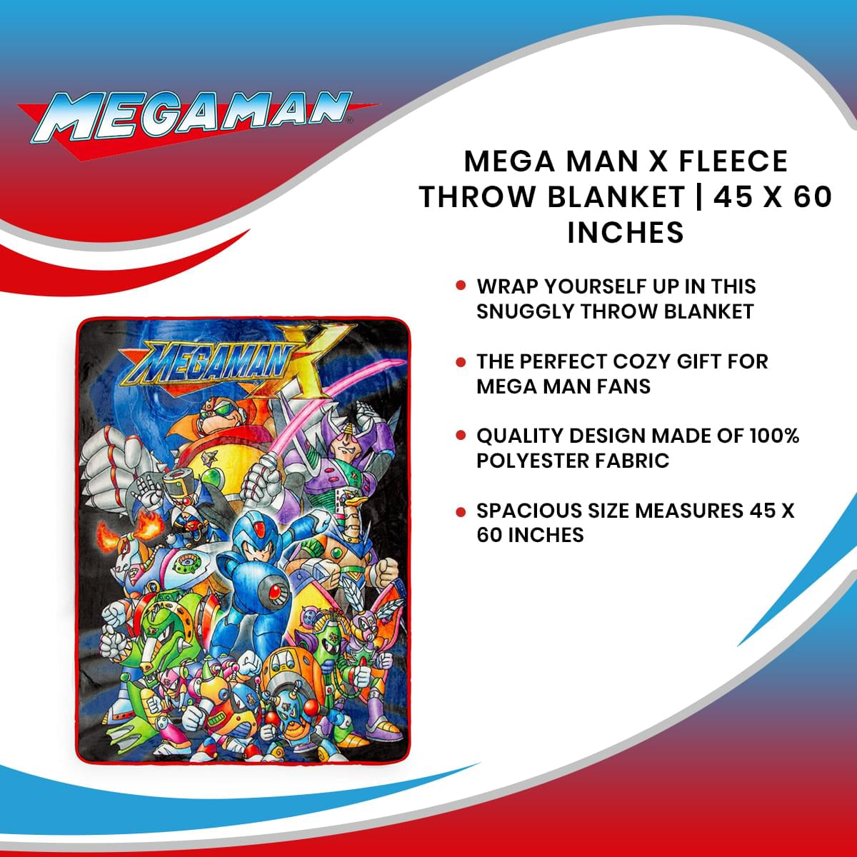Mega Man X Fleece Throw Blanket | 45 x 60 Inches