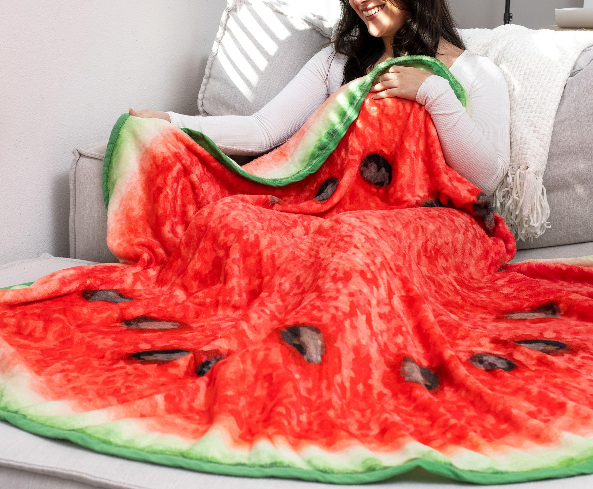 Watermelon Slice Round Fleece Throw Blanket | 60 Inches