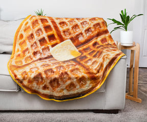 Waffle Round Fleece Throw Blanket | 60 Inches