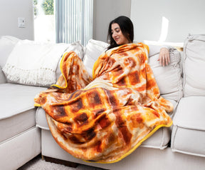 Waffle Round Fleece Throw Blanket | 60 Inches