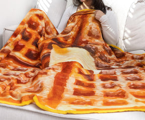 Waffle Round Fleece Throw Blanket | 60 Inches