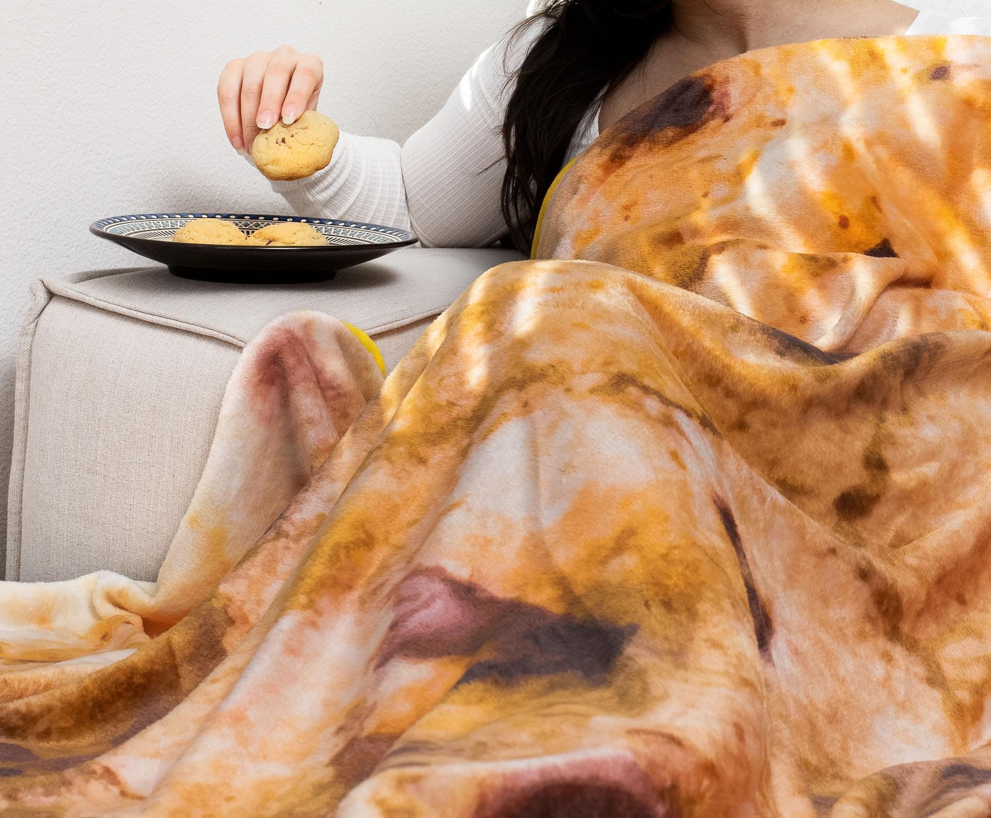 Chocolate Chip Cookie Round Fleece Throw Blanket | 60 Inches