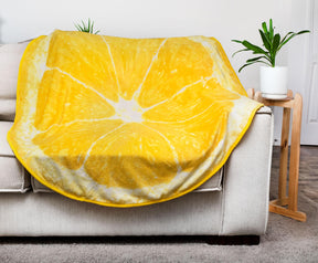 Lemon Slice Round Fleece Throw Blanket | 60 Inches