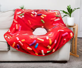 Sprinkle Donut Round Fleece Throw Blanket | 60 Inches