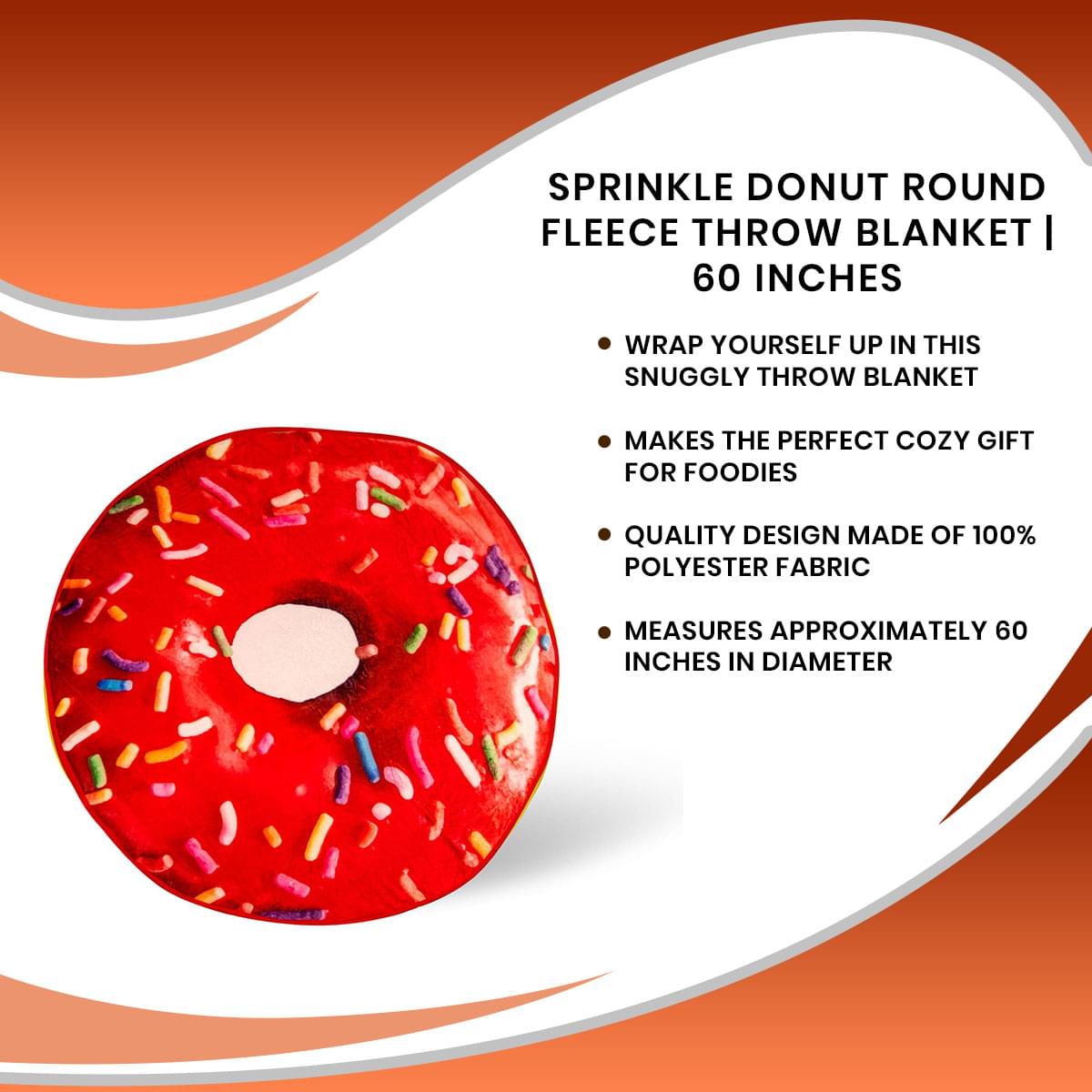 Sprinkle Donut Round Fleece Throw Blanket | 60 Inches