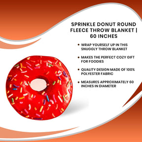 Sprinkle Donut Round Fleece Throw Blanket | 60 Inches