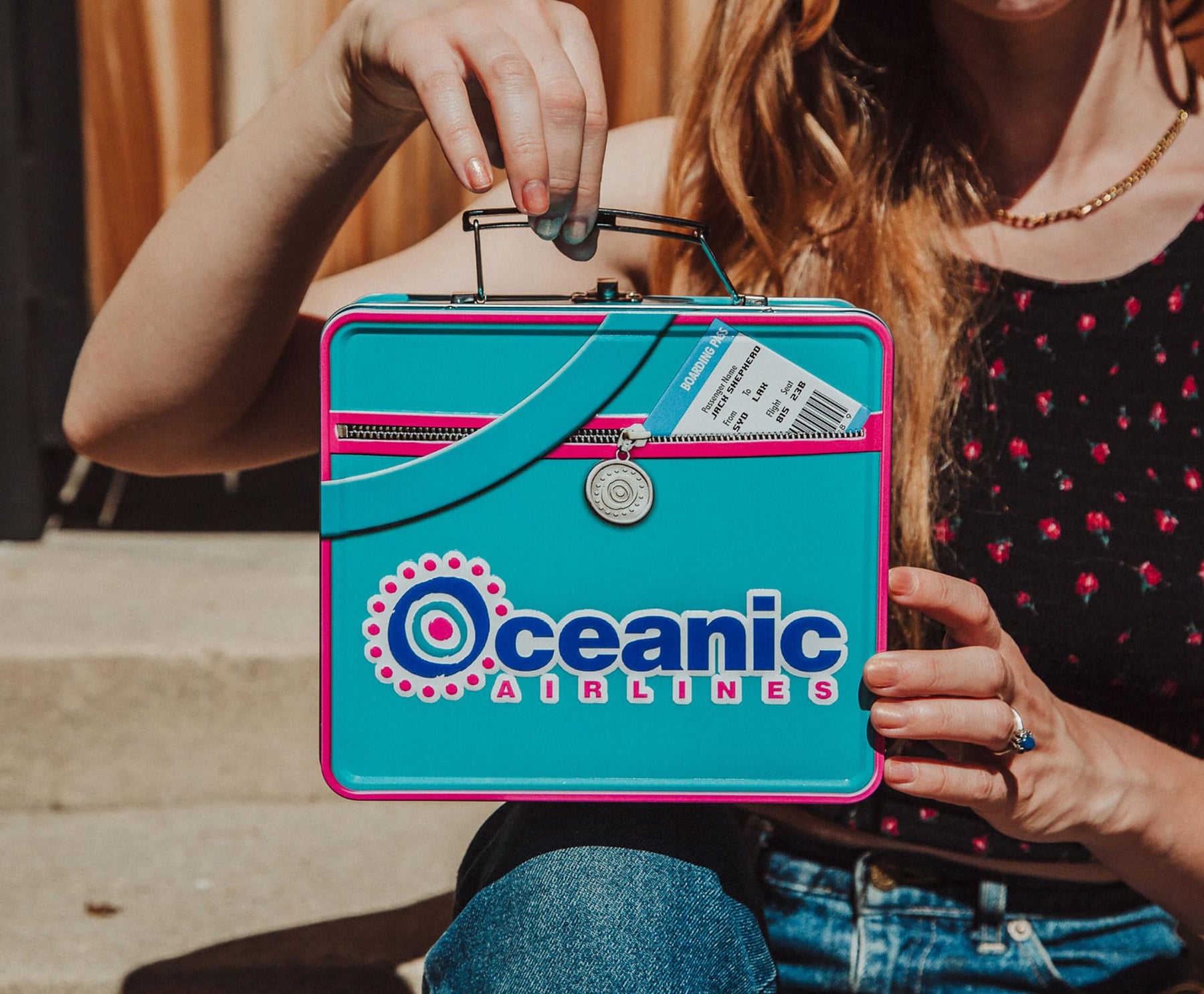 LOST Oceanic Airlines Metal Tin Lunch Box Tote | 8 x 7 x 4 Inches