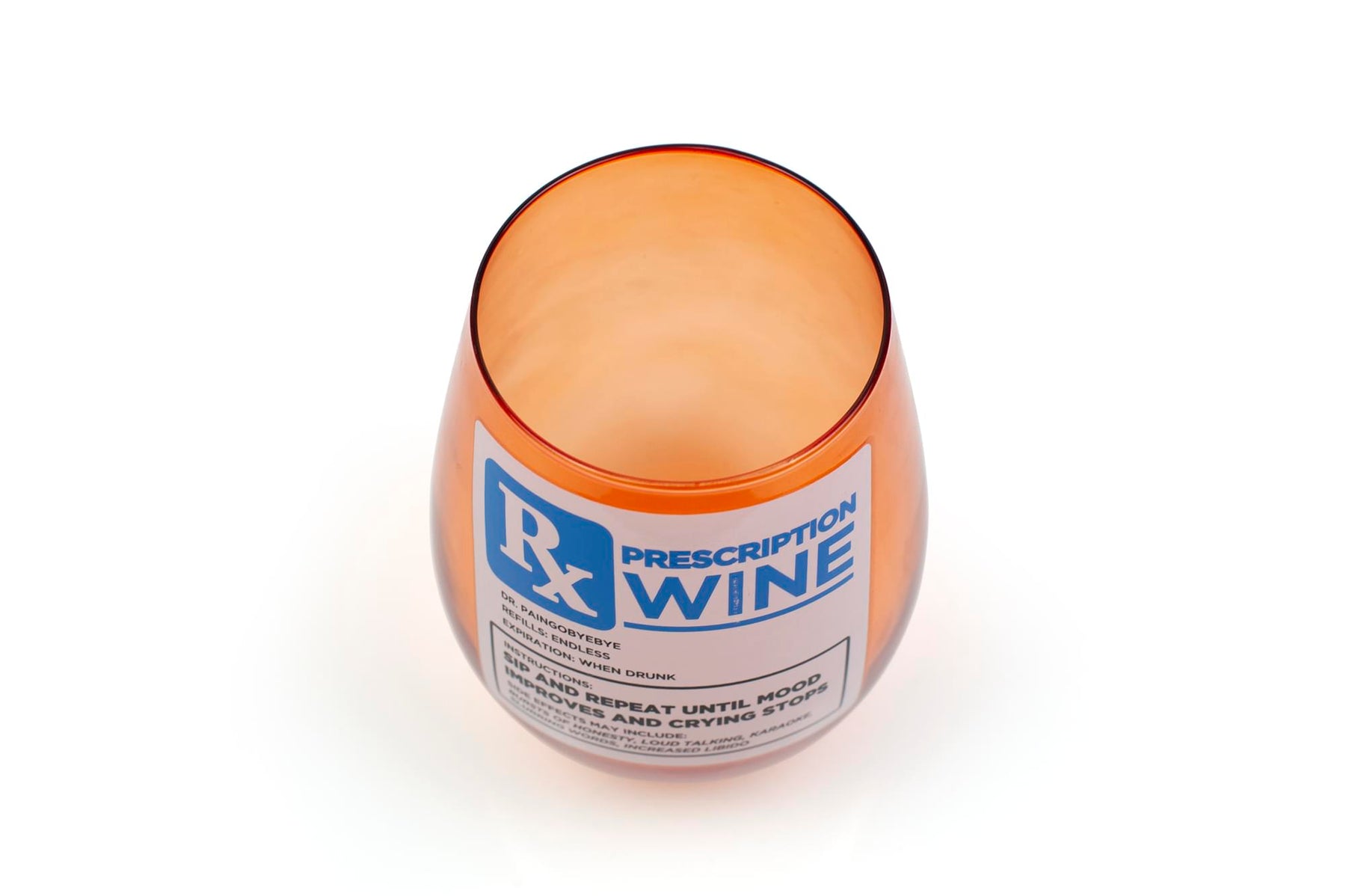 Rx Prescription Stemless Wine Glass | Funny Wine Glass | 30 Ounces