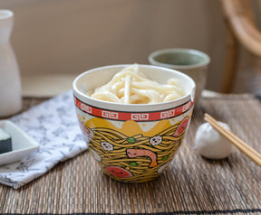 Sunken Noodles Japanese Dinnerware Set | 16-Ounce Ramen Bowl and Chopsticks