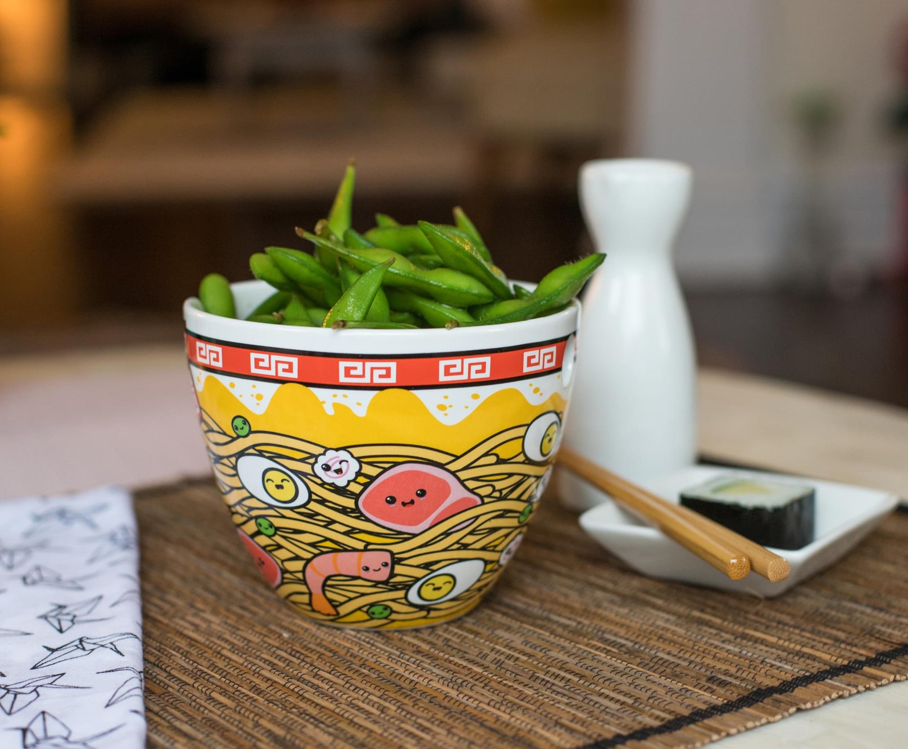 Sunken Noodles Japanese Dinnerware Set | 16-Ounce Ramen Bowl and Chopsticks