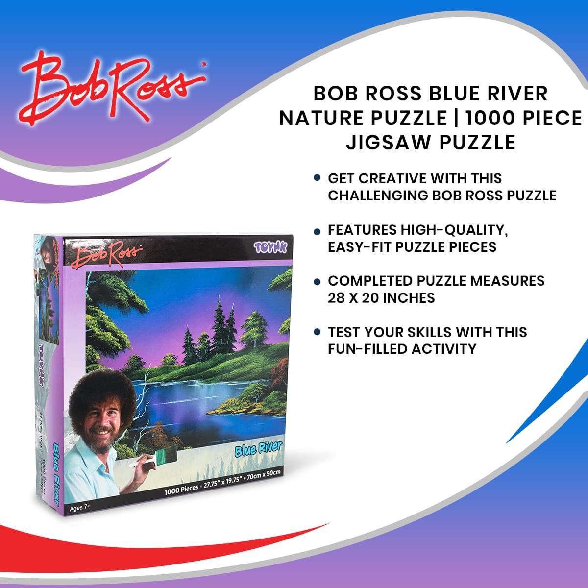 Bob Ross Blue River Nature Puzzle | 1000 Piece Jigsaw Puzzle