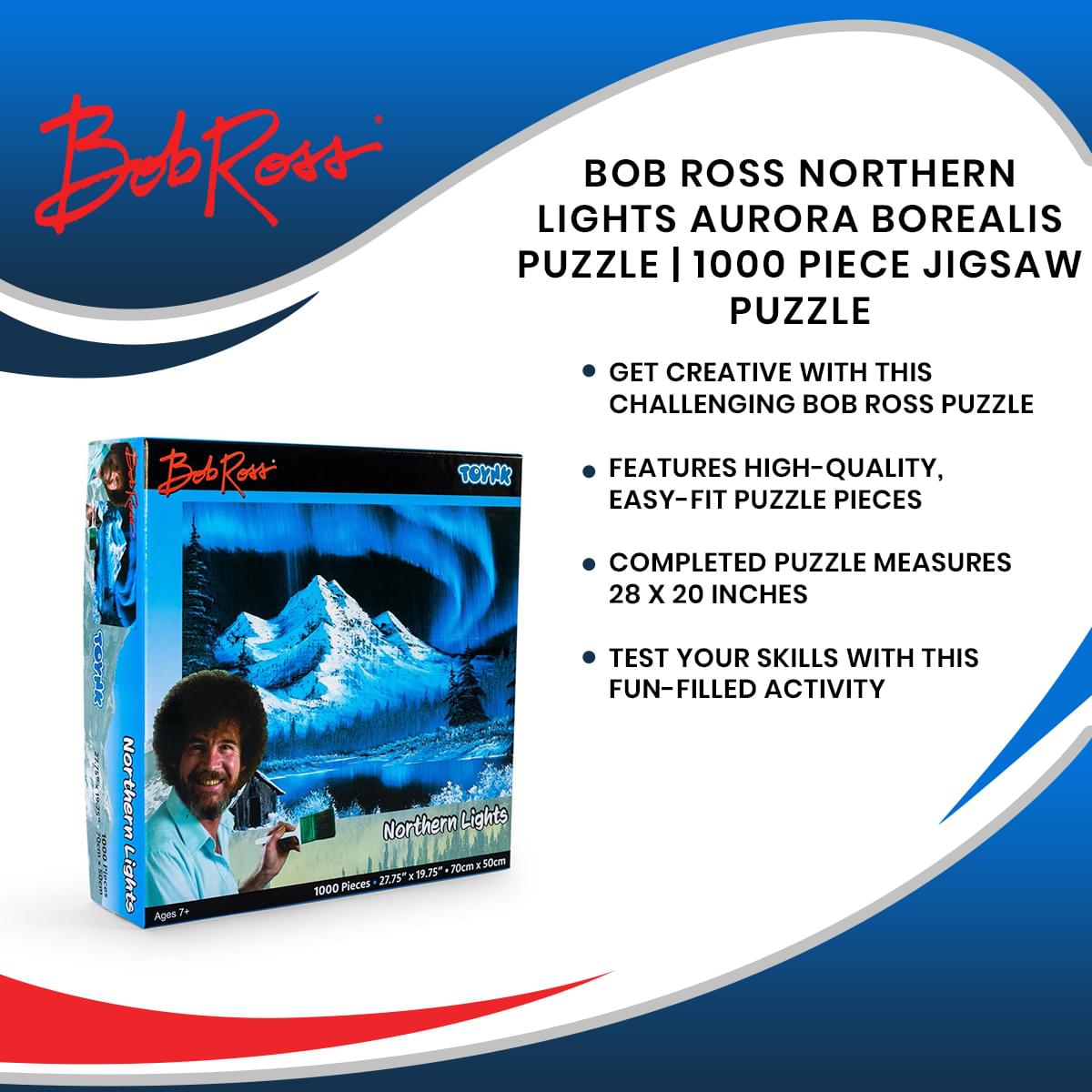 Bob Ross Northern Lights Aurora Borealis Puzzle | 1000 Piece Jigsaw Puzzle